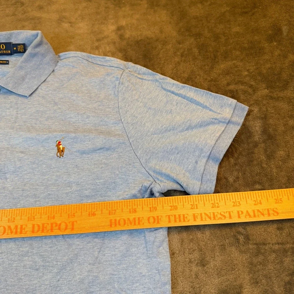 Polo Ralph Lauren Custom Slim Fit Polo Shirt Mens Medium Light Blue Heathered